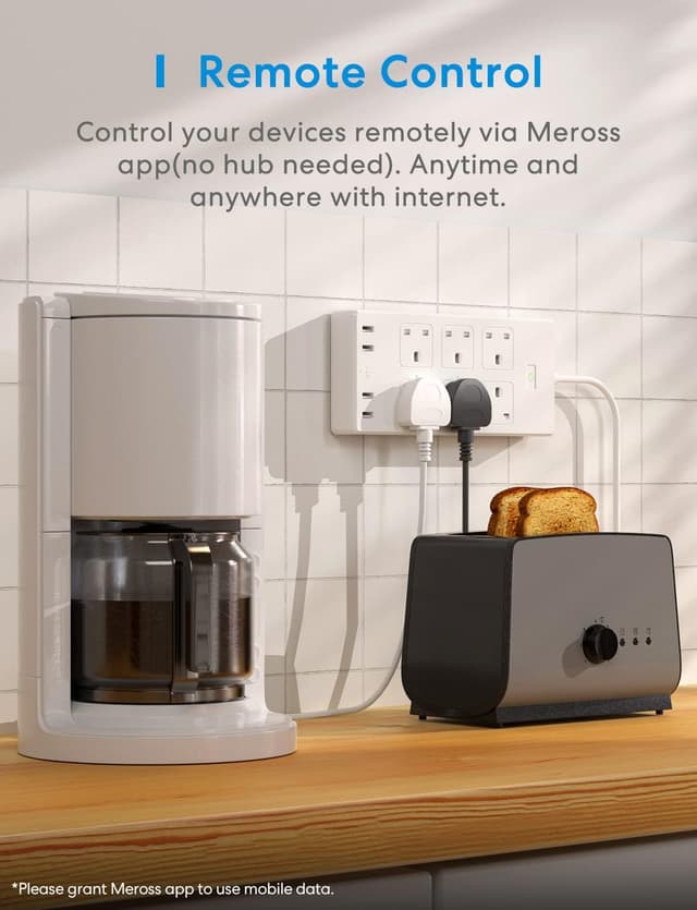 Detalle de Meross Smart Power Strip (6 Outlets + 4 USB Ports) with HomeKit & Alexa control, 6ft lead