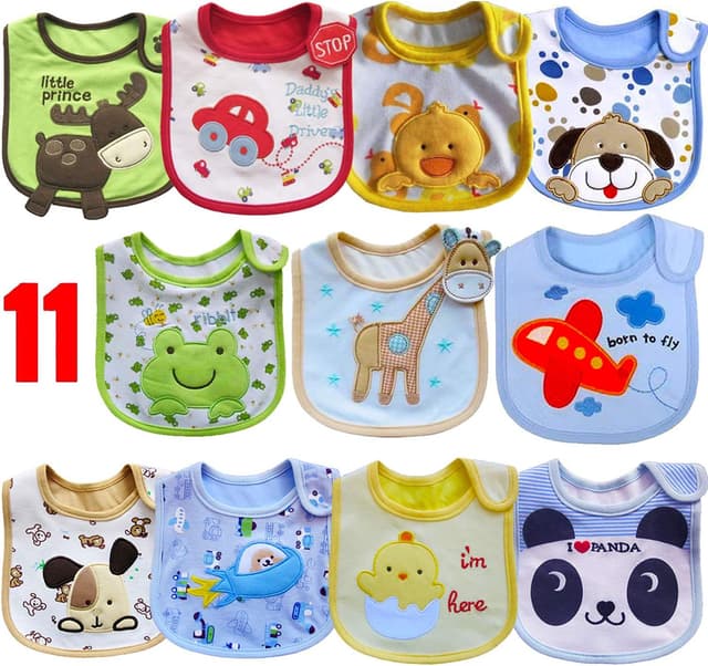 Detalle de SLOSH 11 bavaglini neonato impermeabili con dentizione (3 strati)