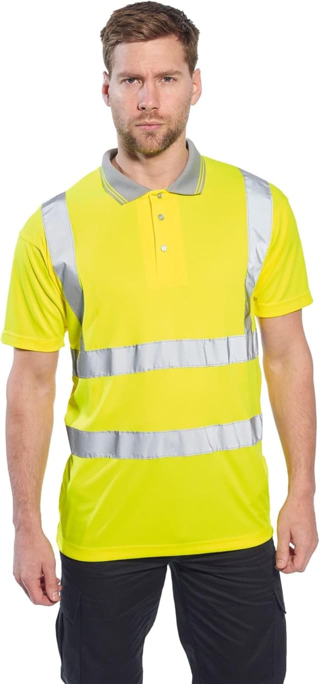 Detalle de Portwest Hi-Vis Short Sleeve Polo à manches courtes, tissu respirant et UPF 40+