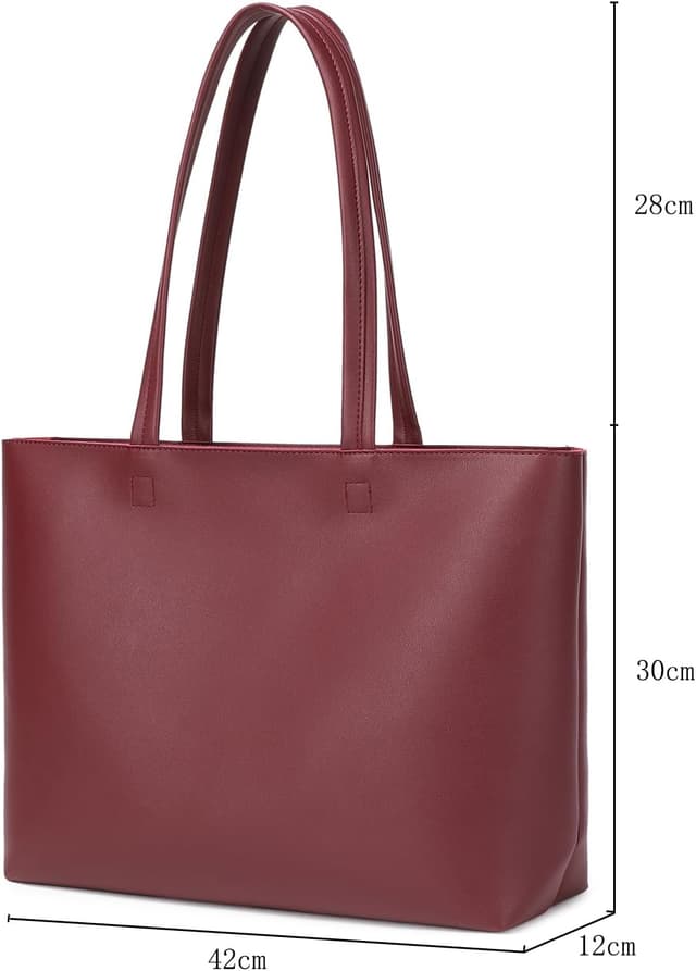Detalle 2 de MEEGIRL ladies tote bag in faux PU leather with zip and inner pocket, 42 x 12 x 30cm
