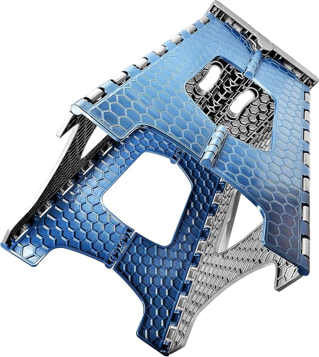 Detalle 1 de STARK sgabello pieghevole bambini e adulti, 44 cm, grigio e blu, portata fino a 120 kg