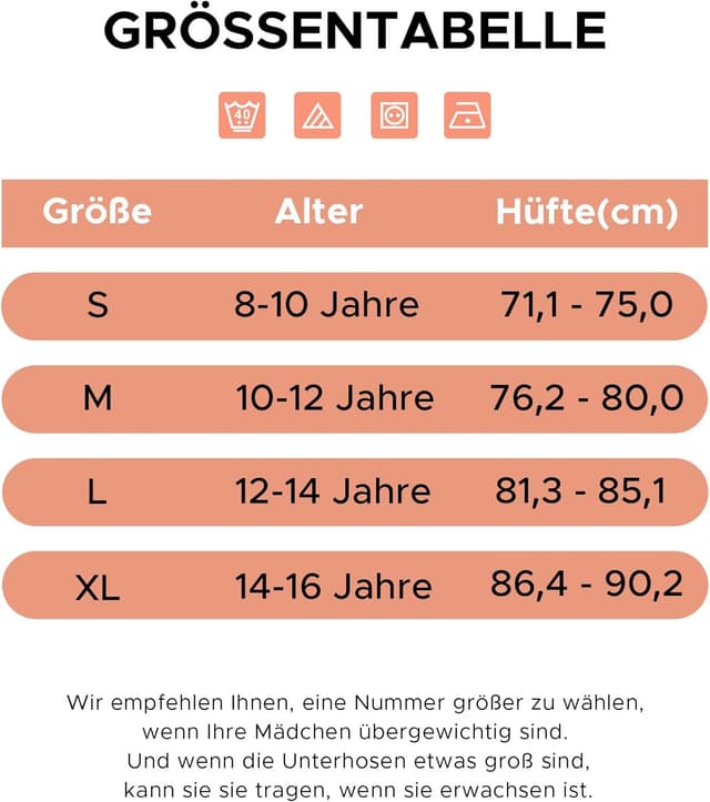 Detalle de INNERSY Unterhosen Mädchen Baumwolle – bequeme Slips im 6er-Pack (8–16 Jahre)