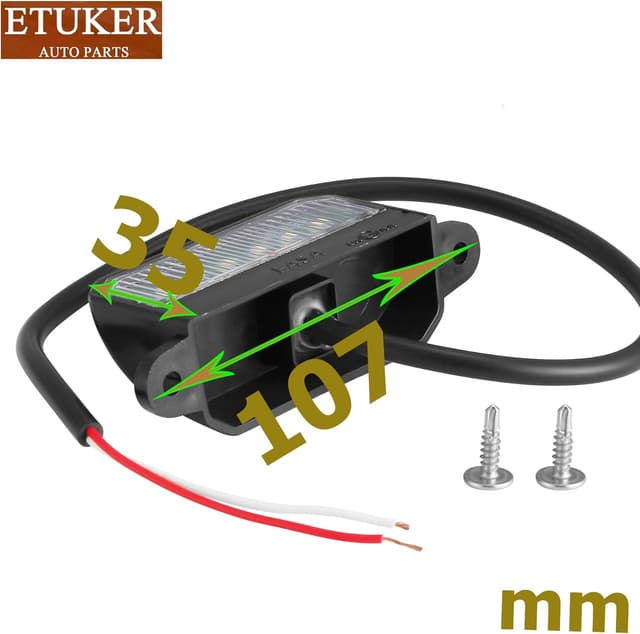 Detalle de ETUKER 2x LED Number Plate Lights (12v/24v) for Trailers – E-approved