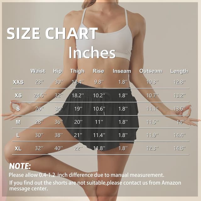 Detalle de Flowy Athletic Shorts for Women (2-in-1 Double Layer) — Running, Tennis, Butterfly Style