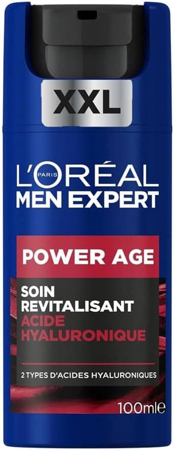 Detalle de L’Oréal Paris Men Expert Power Age – Soin visage revitalisant & anti-âge à l’acide hyaluronique (format XXL) 100 ml