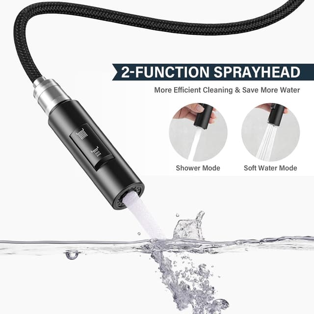 Thumbnail 4 de Schwarz Küchenarmatur 360° drehbar mit Brause 🚰