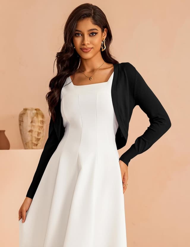 Detalle 1 de McVanedy Women’s Soft Knit Bolero Cardigan (Open-Front, V-Neck), Sizes S–XL