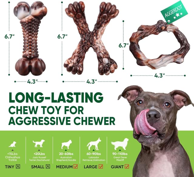 Detalle de Durable nylon dog chew toys for aggressive chewers – 4 pack