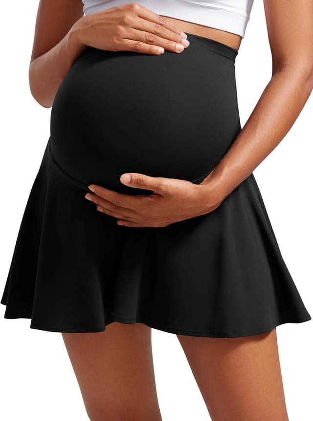 Detalle de CRZ YOGA Butterluxe maternity tennis skirt with over-the-belly inner shorts and pockets