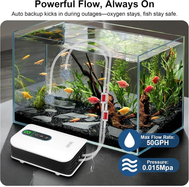 Detalle 2 de Desumg Dual Outlet Rechargeable Aquarium Air Pump 6-speed 🎣