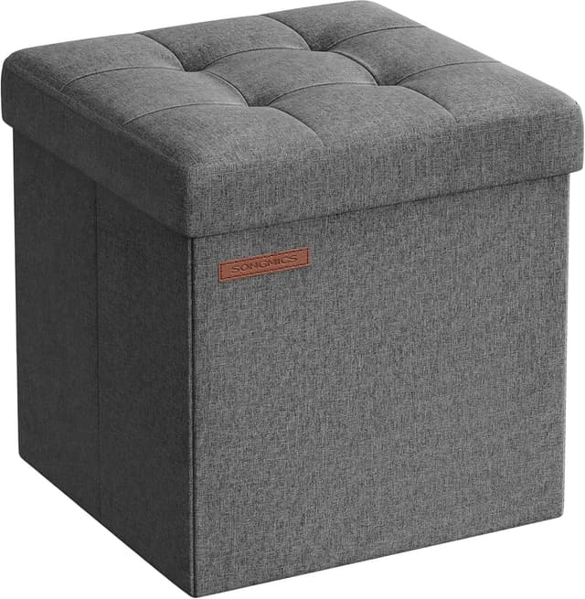 Detalle de SONGMICS Storage Ottoman Set of 2 (LSF028G41) – storage bench, footrest and bed-end stool, dark grey