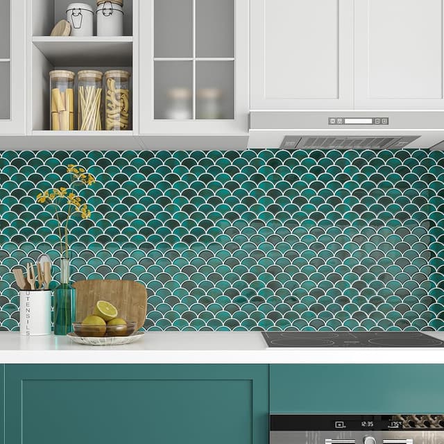 Thumbnail 1 de VEELIKE Green Fish Scale Wall Tiles 30.5cm