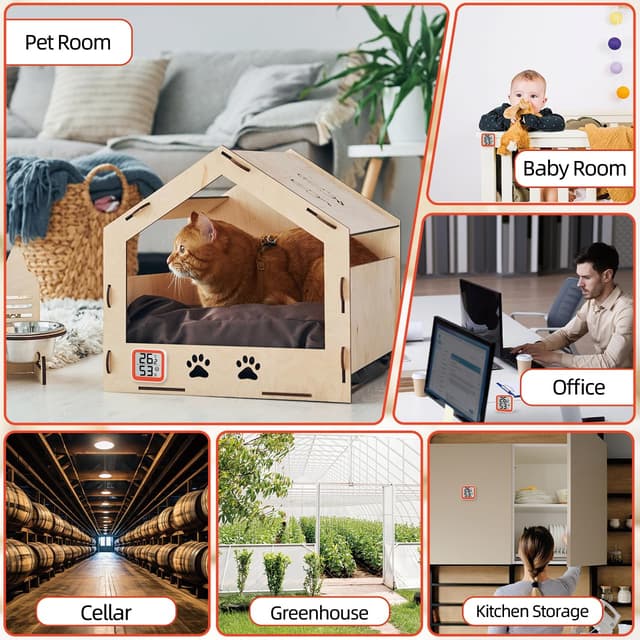 Thumbnail 6 de NOKLEAD Thermometer Luftfeuchtigkeitsmesser mit Komfort-Gesichtssymbol (Orange, 4,5 cm) für Babyzimmer & Büro