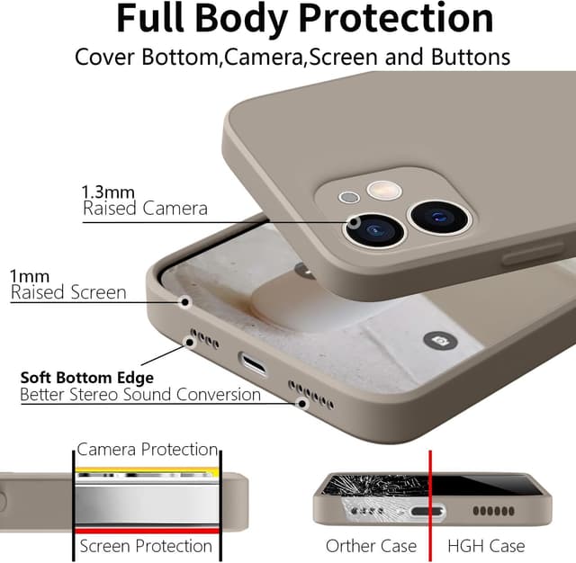 Detalle de HGH iPhone-11-Hülle aus Silikon mit Lanyard – dünner Rundumschutz in Titan Grau