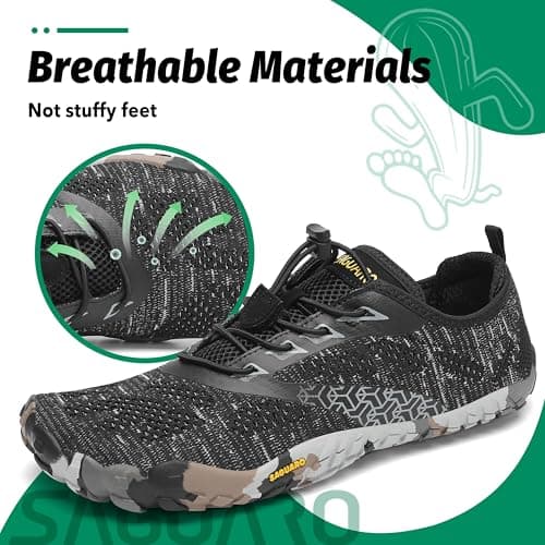 Detalle de SAGUARO Barefoot minimalistas para training y trail (negro tinta) – talla 45 EU
