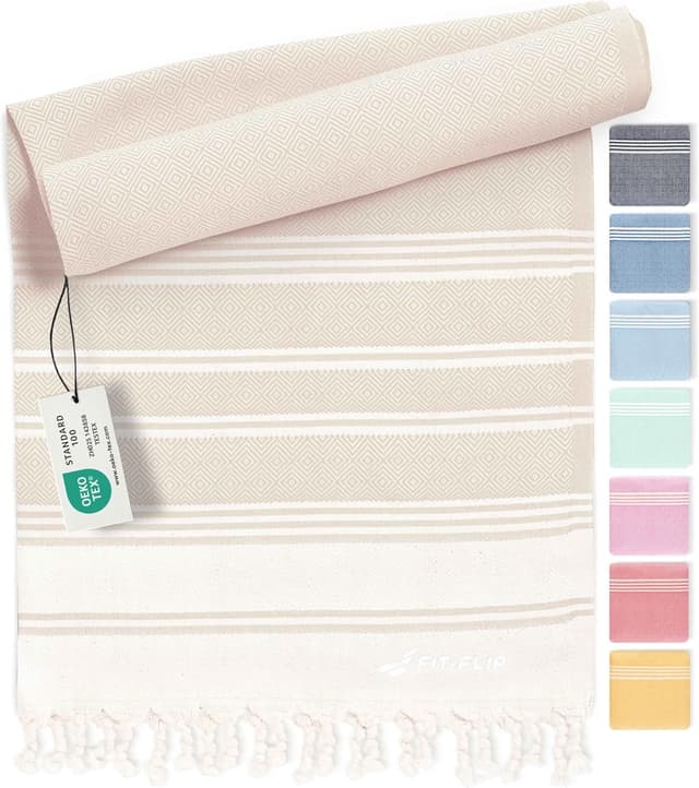 Thumbnail 6 de Fit-Flip Telo hammam Aqua in cotone 100% XXL 100x200 cm – asciugatura rapida e antisabbia