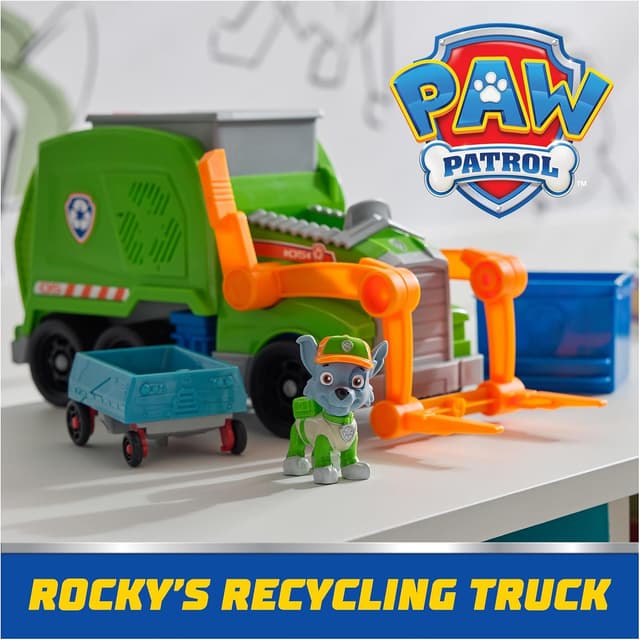 Detalle de Camion de recyclage Rocky Pat Patrouille avec figurine amovible, 75% plastique recyclé