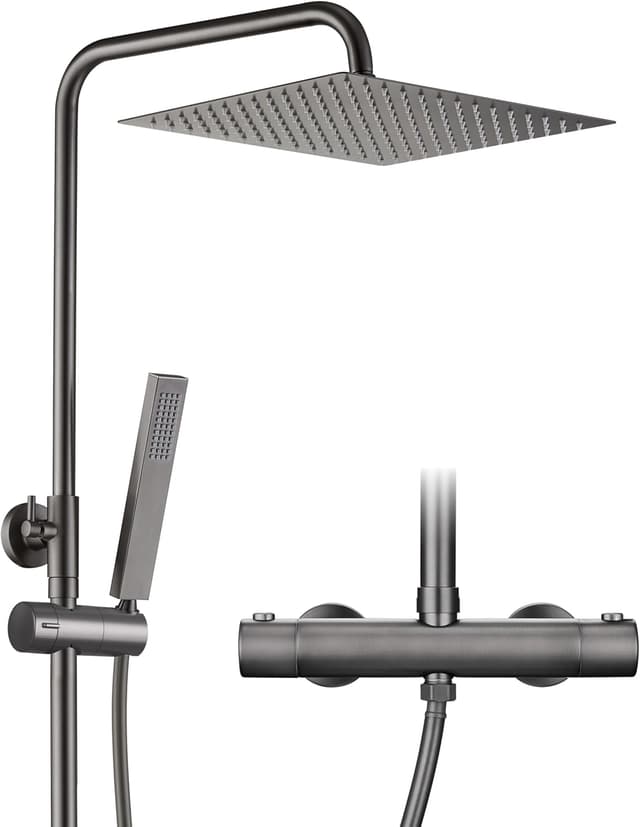 Detalle de Görbach Columna de Ducha termostática Gris Gunmetal