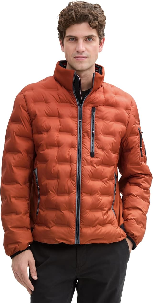 Detalle de TOM TAILOR 1044092 giacca da uomo trapuntata leggera ibrida con cappuccio riponibile