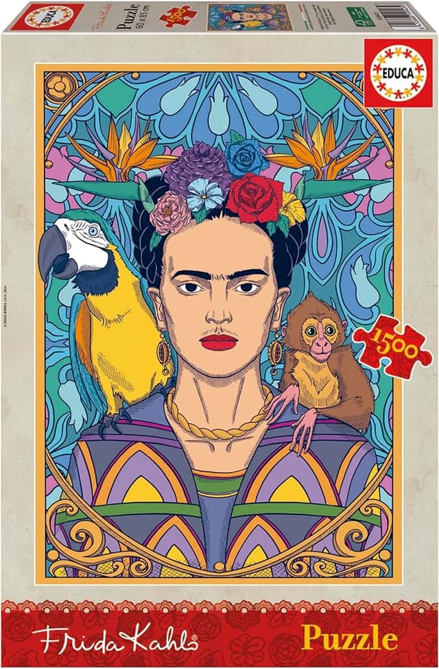 Detalle de Educa Frida Kahlo Puzzle 1500 Piezas, Medidas 85x60 cm 🎨
