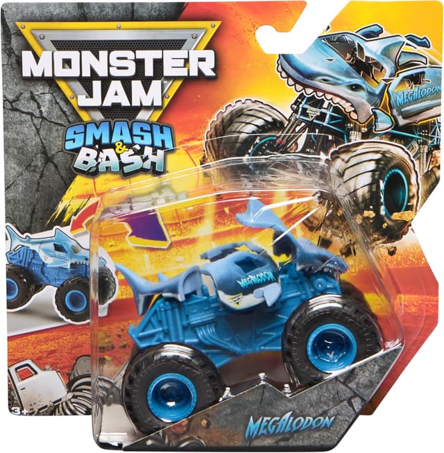 Detalle de Monster Jam Smash & Bash Megalodon 1:64 – Monster truck riparabile per bambini dai 3 anni