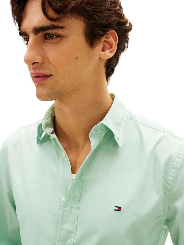 Detalle de Tommy Hilfiger Herren Hemd Flex Poplin Solid Regular Fit