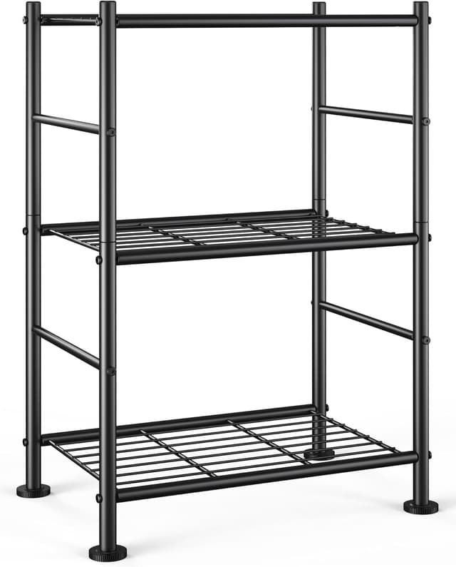 Detalle de Sakugi 3-Tier Storage Shelves (18" x 12" x 30") — Metal Garage Shelf Organizer with Adjustable Leveling Feet