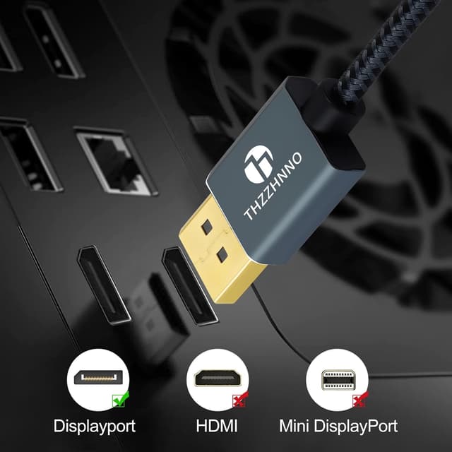 Thumbnail 2 de Thzzhnno Cable DisplayPort 90° 0.5M 8K 1.4
