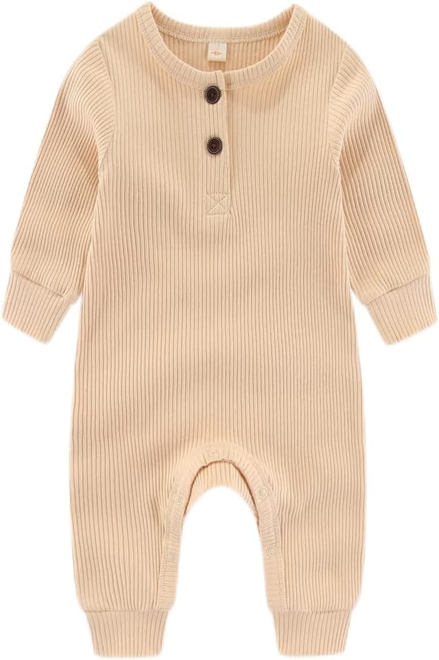 Detalle de Chamie Baby Strampler Neugeborenes gestrickt – Langarm-Jumpsuit fußlos für Jungen & Mädchen (0–24 Monate)