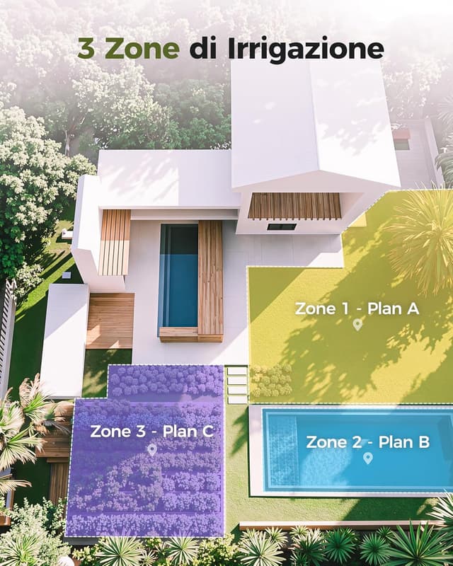 Detalle de Diivoo Ottone Centralina Irrigazione 3 Vie con timer e display LCD