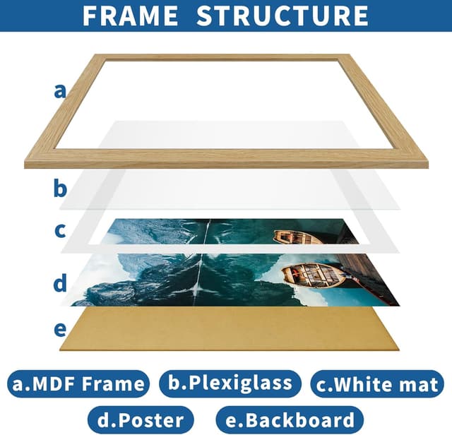 Detalle de Hongkee 16x20 Picture Frames Set of 2 (Natural Oak Wood Style) for 16x20 Photos or 11x14 With Mat