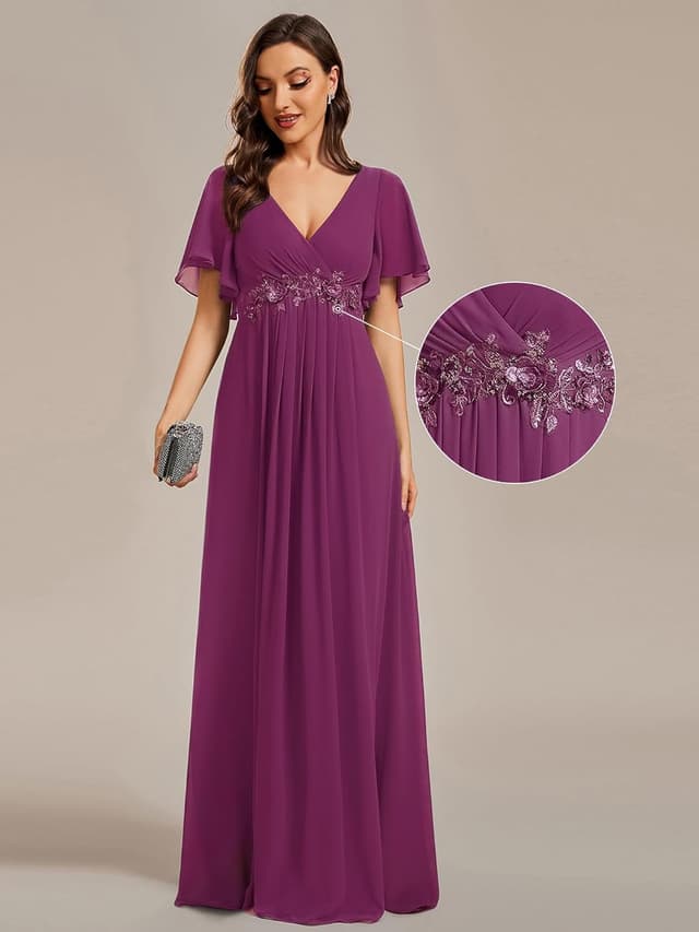 Thumbnail 3 de Ever-Pretty Chiffon V-Neck Mother of Bride Dress