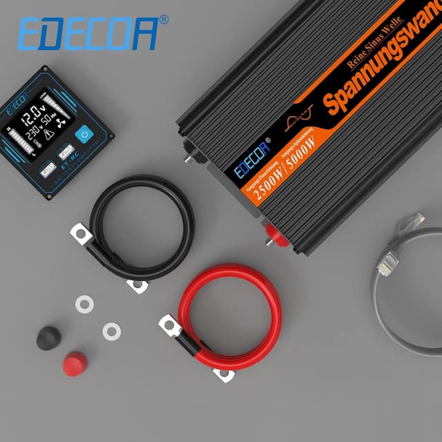 Detalle de EDECOA Power Inverter 12V→220V onda sinusoidale pura 2500W con telecomando