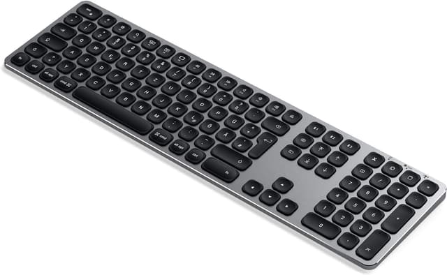 Detalle de Satechi Clavier Bluetooth sans fil avec pavé numérique et pavé alphanumérique QWERTZ (allemand) – rechargeable USB-C, multi-appareils