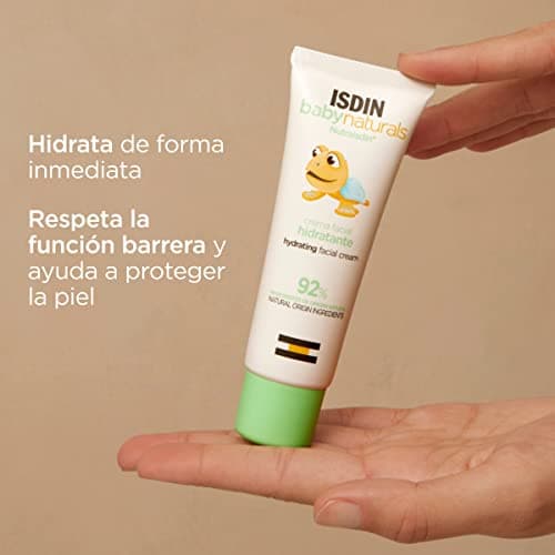 Detalle de ISDIN Baby Naturals Crema Facial Hidratante Diaria para Bebé (92% origen natural) 50 ml