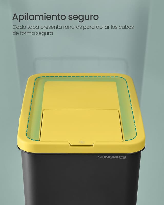 Thumbnail 5 de SONGMICS Cubo de Basura 4 Unidades 20 L apilables color amarillo azul marrón verde