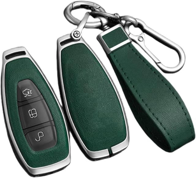 Detalle de Happyit zinc alloy & leather car key case cover for Ford Focus, Fiesta, Mondeo, Kuga (keyless fob)