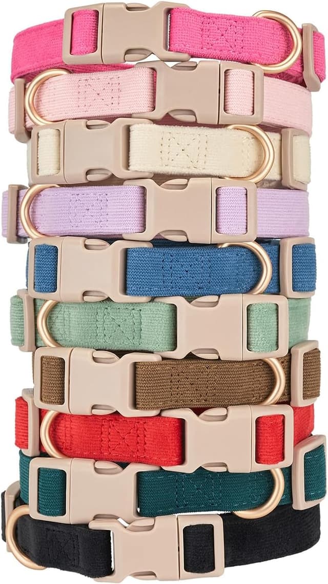 Detalle de YUDOTE Soft Corduroy Dog Collar with Plastic Clip (Medium, Fiery Red)