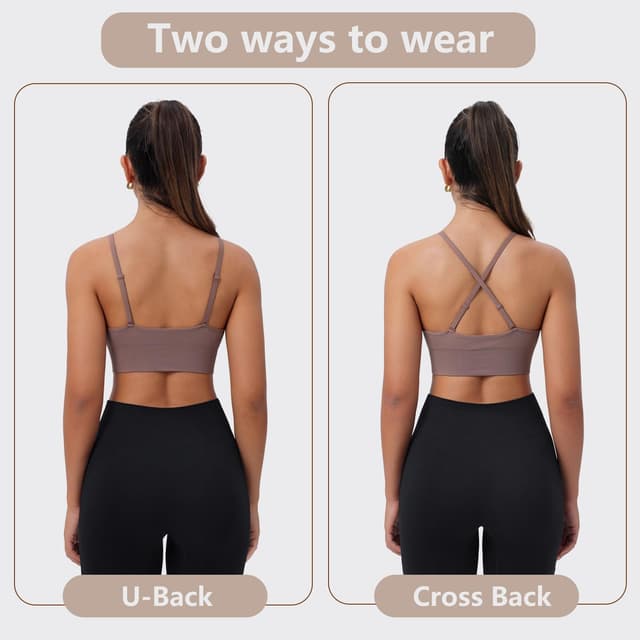 Detalle de SUNSESS Seamless Deep V Sports Bra (Non-wired) with Removable Pads and Criss-Cross/U-back Straps