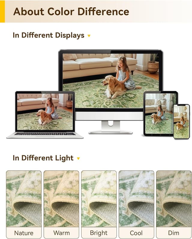 Thumbnail 6 de RELEANY 8'x10' Washable Floral Area Rug 🧩