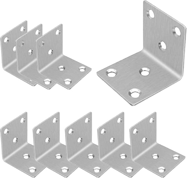 Detalle de 10PCS 304 Stainless Steel L Bracket Corner Braces (90°) – Silver shelf and furniture support brackets