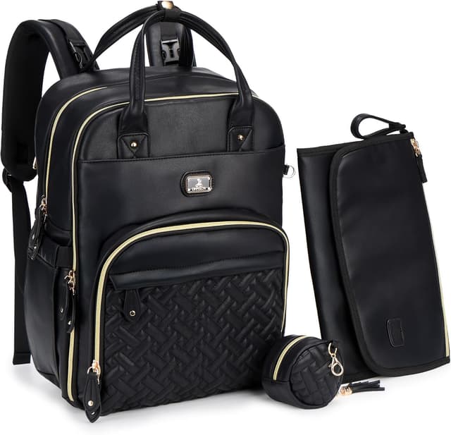 Detalle de Dikaslon Changing Bag Backpack (Large) with Portable Changing Mat, Pacifier Holder & Stroller Straps