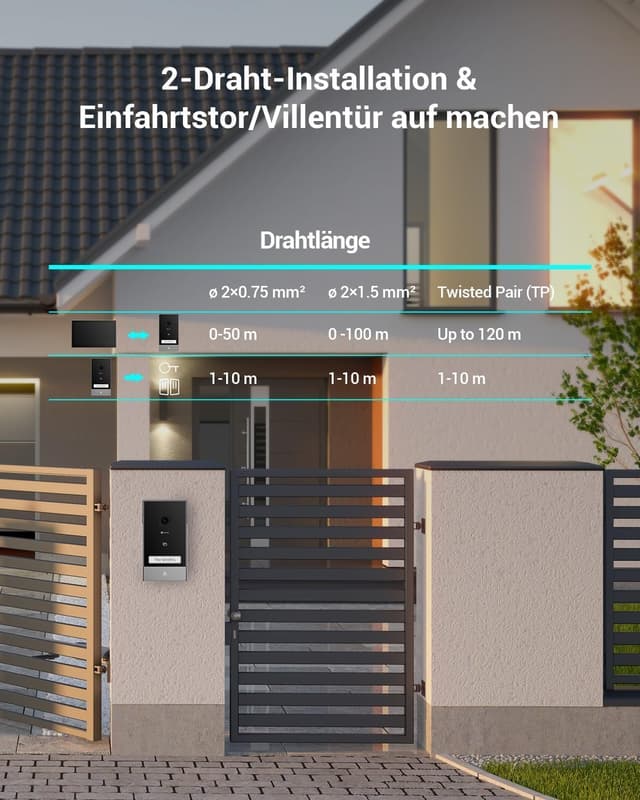 Detalle 2 de EZVIZ 2K Video-Türklingel-Set HP7 2-Familien-Kit mit Türsprechanlage, 7-Zoll-Touchmonitoren und KI Personenerkennung