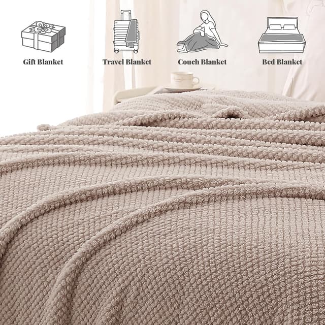 Thumbnail 6 de Whale Flotilla Plaid en microfibre polaire 130x170 cm camel – couverture douce et chaude