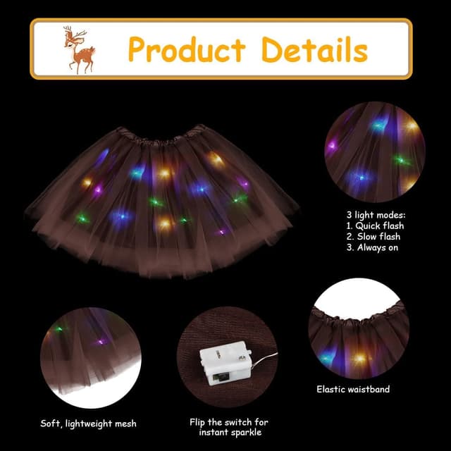 Detalle de Set costume da renna per bambina AOOWU (5 pezzi) con LED