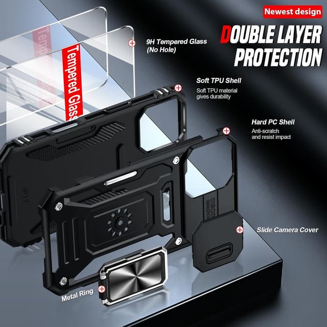 Detalle 2 de LeYi iPhone 17 Case with Camera Slider 2-Pack