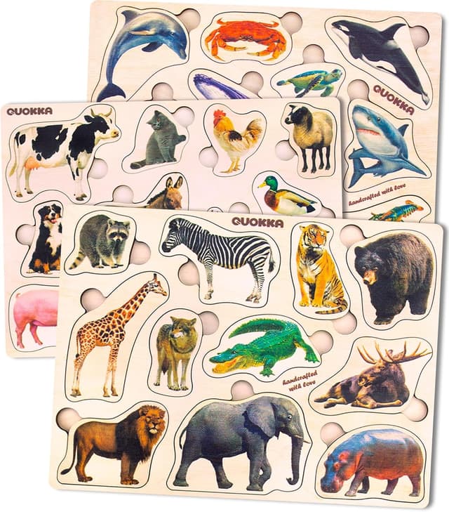 Detalle de QUOKKA Lernpuzzle Steckpuzzle 3er-Set ab 2