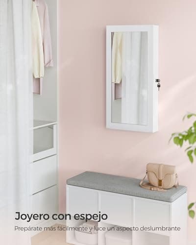 Detalle de SONGMICS armario joyero de pared 10x37x67