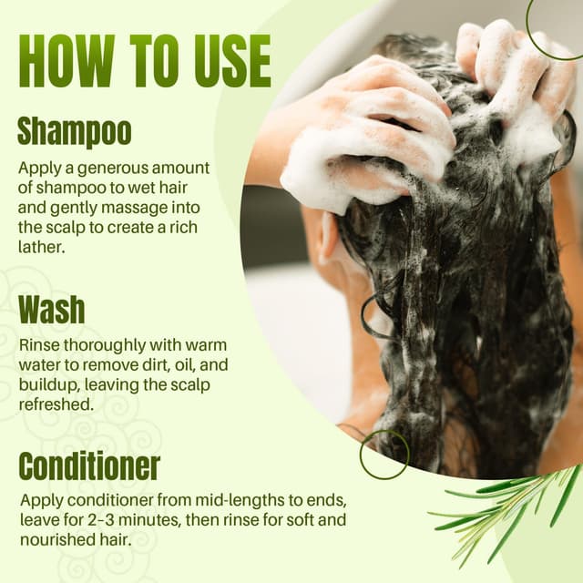 Detalle de MYSTÉRE BEAUTÉ Rosemary Shampoo and Conditioner Set (Biotin, Keratin & Argan Oil) — Sulfate-Free for Hair Growth