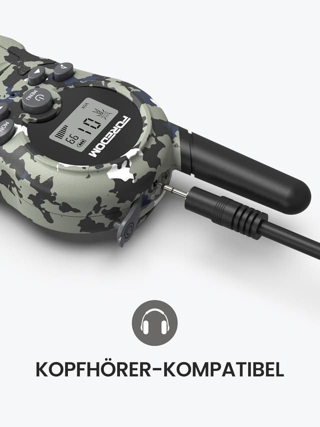 Detalle de FOREDOM Kinder Walkie-Talkies Set (2er) für 3–12 Jahre – 22 Kanäle, bis zu 3 km, mit VOX